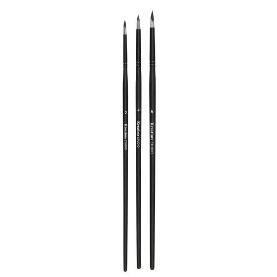 Kreatima pensel Studio Round 3-pack, #2, 4, 6 – syntetpenslar, runt borst Fri frakt