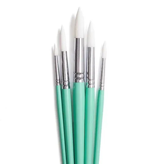 Outlet HIMI Gouache Brush, 5-pack Green Bird – 5 runda gröna penslar #5, 6, 9, 10, 12