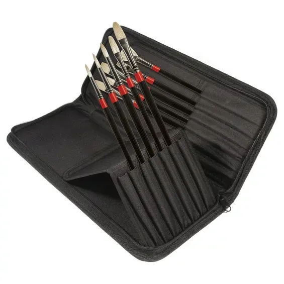 Lågt pris Daler-Rowney Georgian Oil Zip Case – ett snyggt penselfodral med 10 st oljepenslar