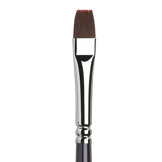 Fynd Winsor & Newton Galeria Short Flat Bright 8, lång flatborstad syntetpensel med långt skaft för olja & akryl
