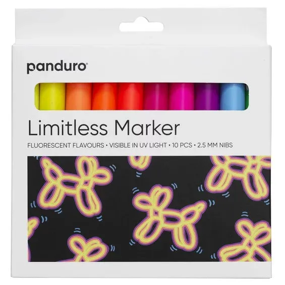 Limitless Markers Fluorescent Flavours Set 10 – akrylmarkers i starka färger som syns i UV-ljus! Erbjudandepris
