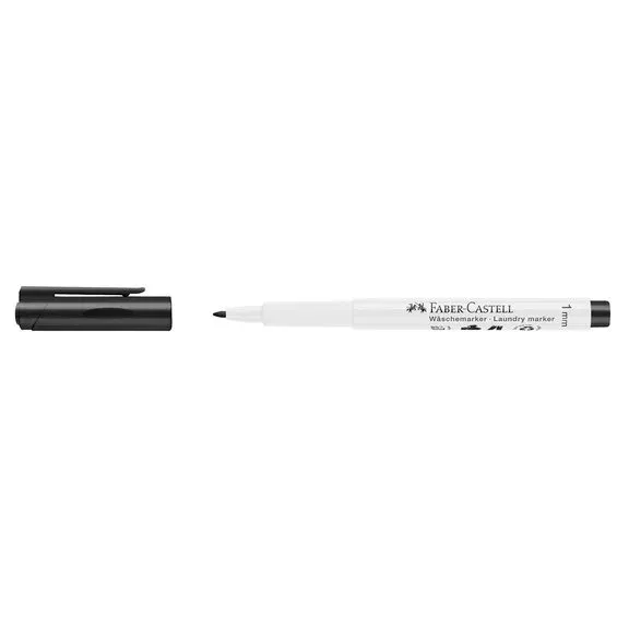 Begränsad tid Faber-Castell Laundry Marker 1 mm, tvättbar svart märkpenna för textil, 95°C max