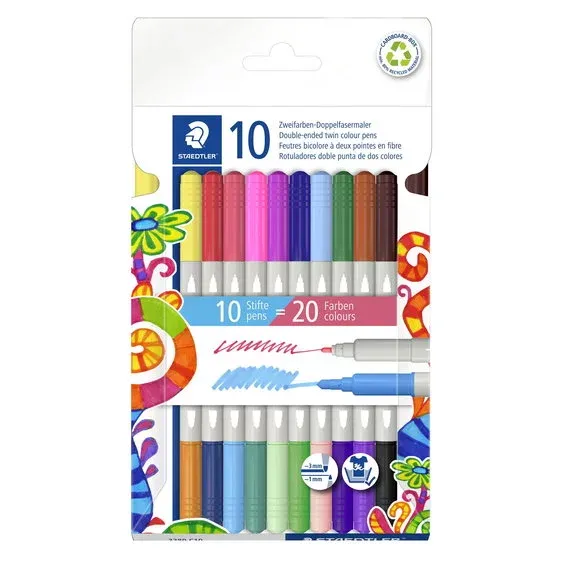 I lager Staedtler Duo Tuschpennor 10p – 2 färger i samma penna
