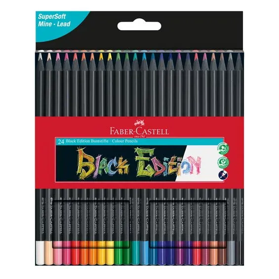Begränsat antal Faber-Castell Black Edition vaxbaserade färgpennor 24-pack