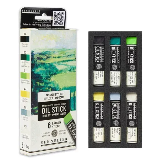 Snabb leverans Sennelier Oil Stick Mini Stylized Landscape, 6-pack oljefärgskritor à 12 ml