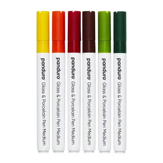 Glas & porslinspennor 6-pack i höst- & naturfärger, 2 mm spets Lägg i varukorgen