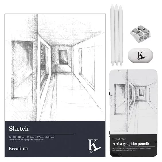 Kreatima skiss-set, allt du behöver för att skissa – block, pennor och tillbehör Endast idag