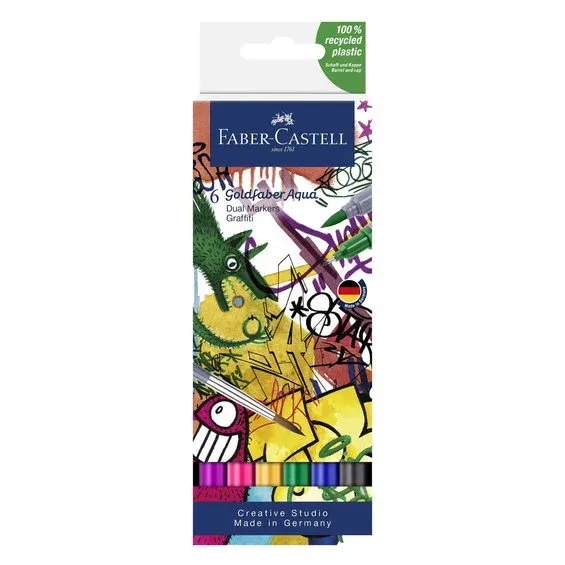Goldfaber Aqua Dual Marker Set Graffiti – 6 pennor med vilda färger Kundfavorit