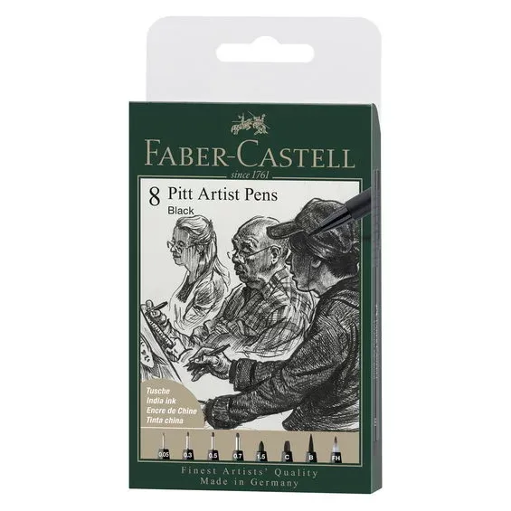 PITT artist pen set 8-pack – India ink Billig