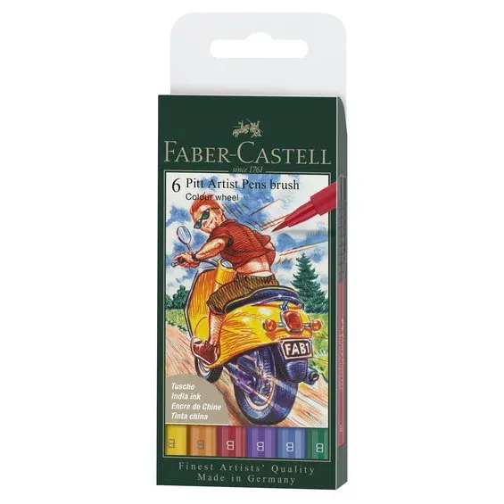PITT artist pen set brush 6-pack – Colour wheel Säker betalning