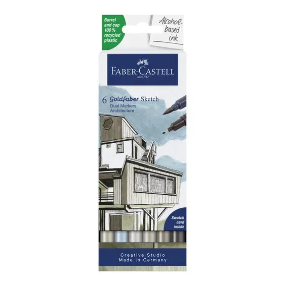 Fynd Faber-Castell Sketch Marker Architect, 6 tuschpennor med dubbelspets