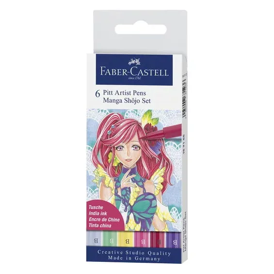 Utförsäljning Faber-Castell PITT artist pens Manga Shôjo set – 6 st. pennor med penselspets