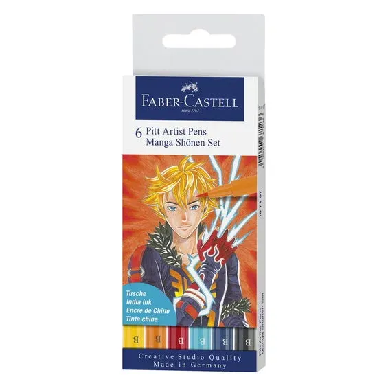 Rabatter Faber-Castell PITT artist pens Manga Shônen set – 6 st. pennor med penselspets