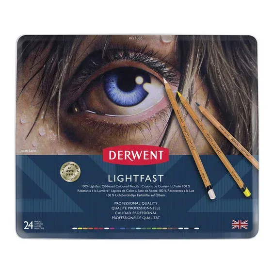 Populärt val Derwent Lightfast – pennset med 24 ljusäkta oljebaserade färgpennor
