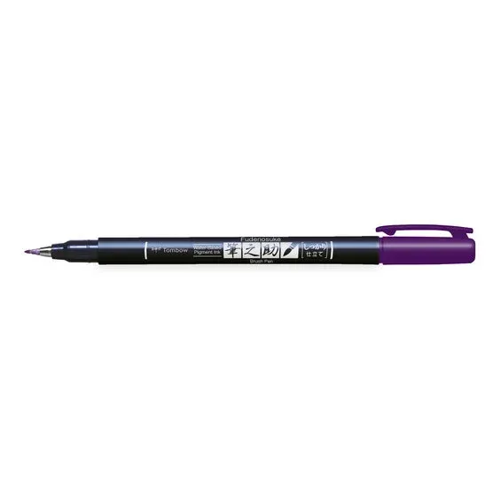 Snabb leverans Tombow Brush Fudenosuke Hard Tip, hård penselspetspenna med lila tusch