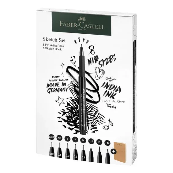 Faber-Castell Pitt Artist Pen Sketch Set, 8 tuschpennor & 1 skissblock Köp nu