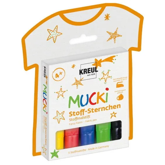 Mucki textilpennor stjärnor, 5-pack Premium