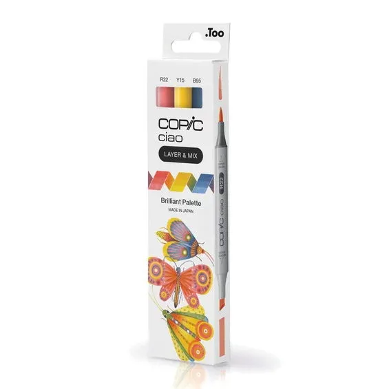 Sista chansen Copic Ciao markers med dubbelspets, 3-pack – Brilliant palette